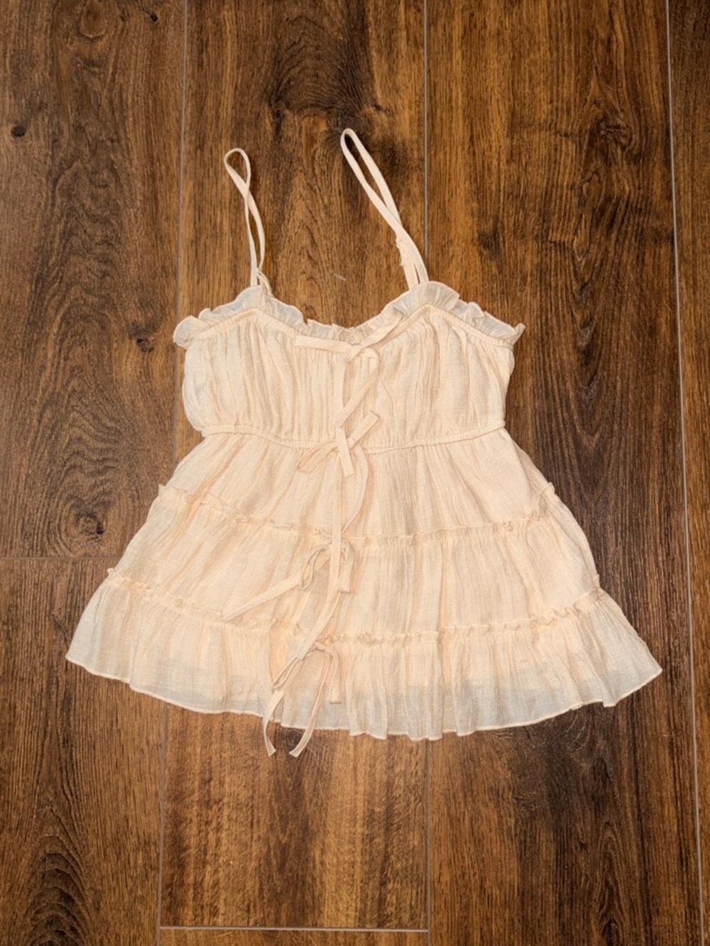 Thirty/Thirty L.A. Cream Tiered Babydoll Cami Top - XS